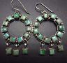 Signed Vintage Navajo Sterling Silver & Square Turquoise Cluster Earrings