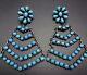 Signed Vintage Navajo Sterling Silver & Turquoise Cluster Chandelier Earrings