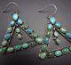 Signed Vintage Navajo Sterling Silver & Turquoise Cluster Earrings Triangles