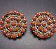 Signed Vintage Zuni Sterling Silver & Coral Petit Point Earrings Clip-on