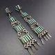 Signed Vintage Zuni Sterling Silver & Turquoise Needlepoint Ladder Earrings