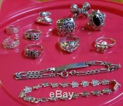 Silver Jewelry Lot Vintage Sterling 925 Taxco Italy Rings Earrings mix Lot