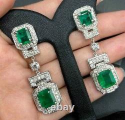 Sim Columbian Emerald Earrings 925 Sterling Silver Vintage Style Highend Jewelry