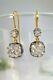 Solid 925 Sterling Silver White Cushion Round Vintage Style Two Tone Cz Earrings