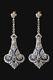 Solid 925 Sterling Silver Vintage Victorian Style Earrings Dangle Screw Back New