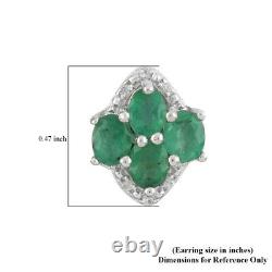 Solitaire Stud Earrings 925 Sterling Silver AAA Emerald White Zircon Gift Ct 1.4