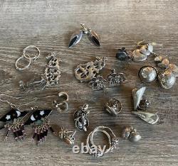 Southwest Vintage Sterling Silver 925 Jewelry Lot Dangle Stud Gemstone Earrings