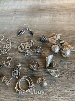 Southwest Vintage Sterling Silver 925 Jewelry Lot Dangle Stud Gemstone Earrings