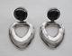 Spectacular Sterling Silver Onyx Big Earrings Signed Tc-132 925 Mexico Vintage