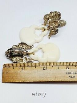 Stephen Dweck Rare Vintage Sterling Silver Ornate Clip on Earrings (55)