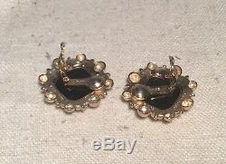 Stephen Dweck Vintage Sterling Silver Large Black Onyx Intaglio Earrings 1989
