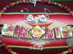 Sterling China Heart Earrings Bracelet PendantWestern Vintage RevivalJ Smiley