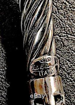 Sterling Silver 14k Onyx Bracelet Earring Set Vintage Flli Menegatti