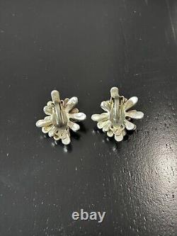 Sterling Silver 925 Vintage Earrings Sea Anemone Clip on Rare