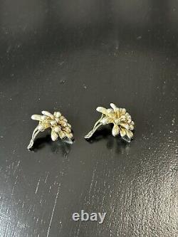 Sterling Silver 925 Vintage Earrings Sea Anemone Clip on Rare