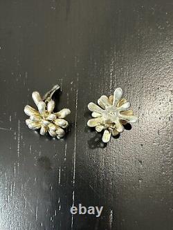 Sterling Silver 925 Vintage Earrings Sea Anemone Clip on Rare