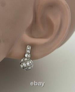Sterling Silver Art Deco Vintage Style Dangle Earrings 2.2Ct Lab Created Diamond