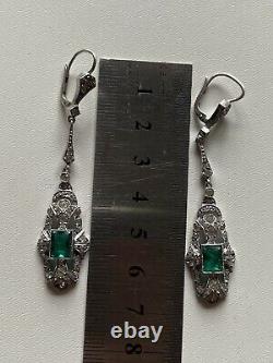 Sterling Silver Earrings Paste Crystal Antique Style Argento Orecchini Vintage