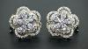 Sterling Silver Omega Studs Art Deco Vintage Bridal Flower Lab Diamond Earrings