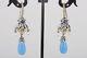 Sterling Vintage 18k Bixby China Pearl, Amethyst & Blue Stones Earrings 925 1552