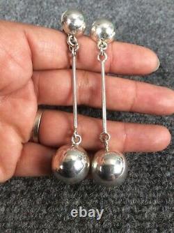Stunning vintage Taxco Mexico modernist sterling silver 925 pierce earrings