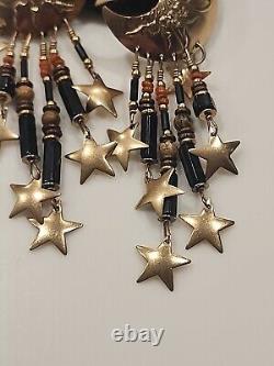 TABRA Vintage Sterling Silver Moon & Star Drop Dangle Earrings