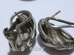 TIFFANY & COMPANY STERLING SILVER 14K GOLD SHELL DOME ESTATE VINTAGE EARRINGS