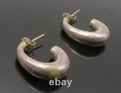 TIFFANY & CO. 925 Sterling Silver Vintage Dark Tone J-Hoop Earrings EG6597