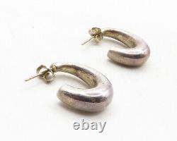 TIFFANY & CO. 925 Sterling Silver Vintage Dark Tone J-Hoop Earrings EG6597