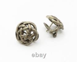 TIFFANY & CO. 925 Sterling Silver Vintage Floral Knot Stud Earrings EG7351