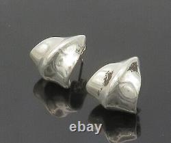 TIFFANY & CO. 925 Sterling Silver Vintage Shiny Curved Drop Earrings EG7350