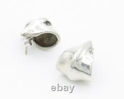 TIFFANY & CO. 925 Sterling Silver Vintage Shiny Curved Drop Earrings EG7350