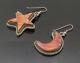 Tommy Navajo 925 Silver Vintage Jasper Moon & Star Dangle Earrings Eg8156