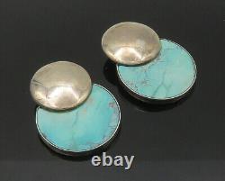TURE 925 Sterling Silver Vintage Turquoise Non Pierce Drop Earrings EG10867