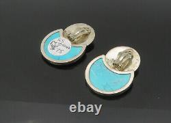 TURE 925 Sterling Silver Vintage Turquoise Non Pierce Drop Earrings EG10867