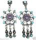 Taxco Mexican Sterling Silver Vintage Style Amethyst Turquoise Earrings Mexico