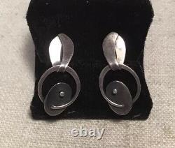Tendler Vintage Sterling Silver Mid Century Modern Dangle Earrings