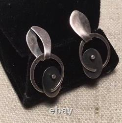 Tendler Vintage Sterling Silver Mid Century Modern Dangle Earrings