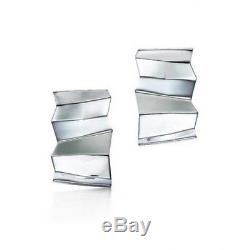 Tiffany And Co Gehry Fold Earrings Vtg Rare Sterling 925 Mint Post