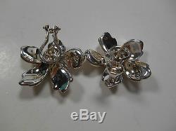 Tiffany & Co Flower Earrings Sterling Silver Vintage Pierced Omega Rare, Pouch