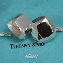 Tiffany & Co Huge Vintage ELSA PERETTI Facet Sterling Silver Pierced Earrings
