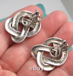 Tiffany & Co Large Vintage 1982 Sterling Silver Knot 15.4 Gram Clip On Earrings