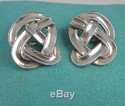 Tiffany & Co Large Vintage 1982 Sterling Silver Knot 15.4 Gram Clip On Earrings