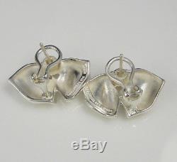 Tiffany & Co Unusual Vintage 1990 Sterling Silver Bow Ribbon Pierced Earrings
