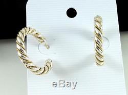 Tiffany & Co. Vintage 18K Gold & 925 Sterling Twisted Rope Hoop (1) Earrings