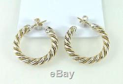 Tiffany & Co. Vintage 18K Gold & 925 Sterling Twisted Rope Hoop (1) Earrings