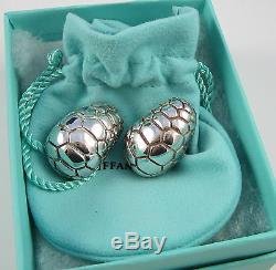 Tiffany & Co Vintage 1996 HUGE REPTILE DOME Sterling Silver Clip On Earrings