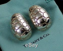 Tiffany & Co Vintage 1996 HUGE REPTILE DOME Sterling Silver Pierced Earrings