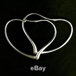 Tiffany & Co Vintage 925 Sterling Silver Elsa Peretti Open Heart Hoop Earrings
