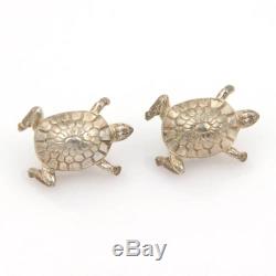 Tiffany & Co. Vintage 925 Sterling Silver Tortoise Huggie Earrings Omega Back